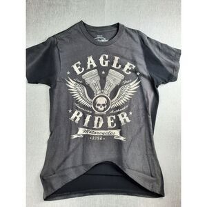 Eagle Rider Motorcycles‎ Men Medium Art Logo T-Shirt Short Sleeve Black Cotton